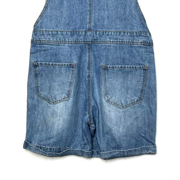Life In Progress Distressed Ripped Denim Jean Short Overalls Small Shortalls - Picture 6 of 10